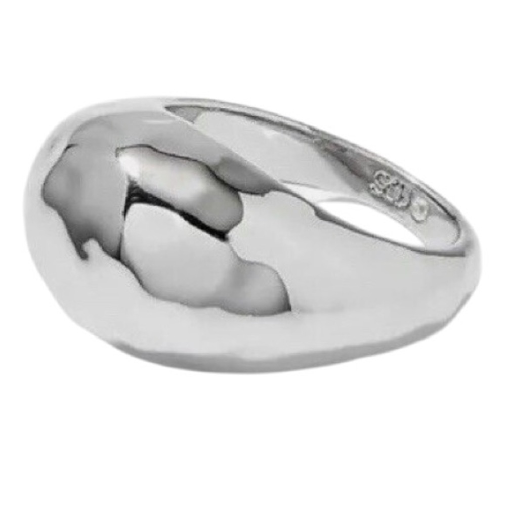 Stella & Dot Hammered Silver Dome Ring 9 NEW